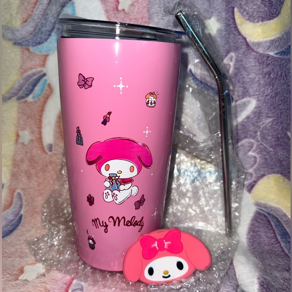 Sanrio My Melody Pink Travel Tumbler with Straw and Charm